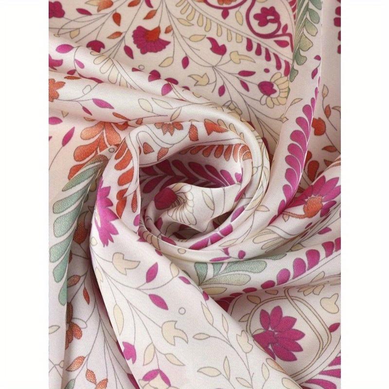 1pc Women Silky Paisley Floral Print 70cm Square Scarf, Versatile Bandana, Waist Tie, Hair Accessory, Fashion Neckerchief