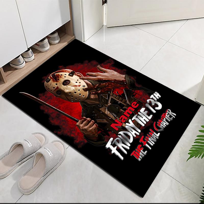 Custom Name Friday the 13th Printed Carpet, for Office Chair Living Room Bedroom Kitchen Room Decor Gifts.