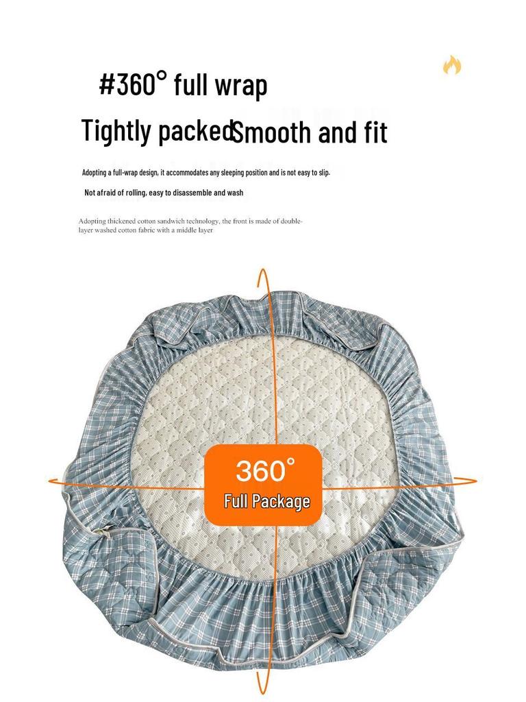 Cloud Cotton Skin-Friendly Thickened Fitted Sheet: Solid Color, Pure Cotton, Non-Slip, Machine Washable.