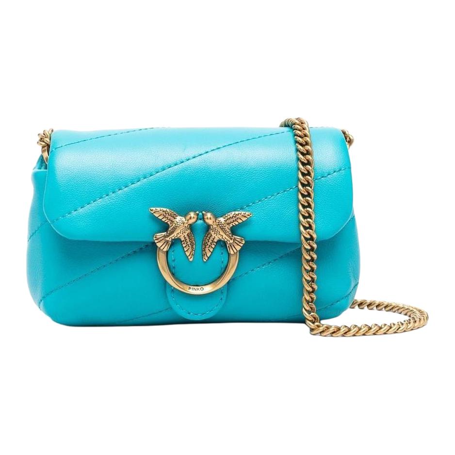 

Новая сумка на плечо PINKO из овчины, сумка кроссбоди экстра мини женская бирюзово-синяя зеленая 100041-A0F2-U25Q 14.0*4.1*8.1CM