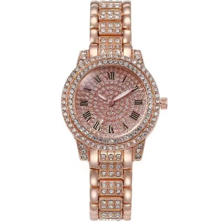Diamond-Encrusted Alloy Steel Belt Bracelet Roman Pattern New Women S Quartz Watch Bulk price