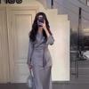 2024 Spring Satin Patchwork Waist-Hugging Long Dress Set for Women