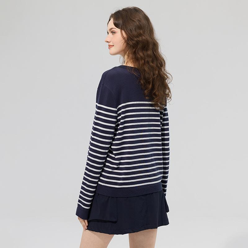 Кардиган из мериносовой шерсти и тенсела, бесшовный, в полоску, футболка с длинным рукавом XL