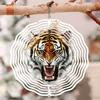 2D Metal Wind Spinner Garden Patio Decoration Charming Fierce Tiger Pattern Outdoor Wind Chime for Thanksgiving Christmas Holiday