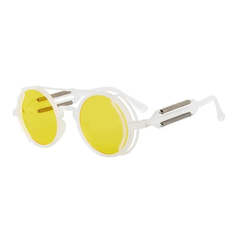Fashion SteamPunk Sunglasses Men Round Side Mesh Style Cyber Punk Side Shiled Round Glasses Vintage Retro Eyewear