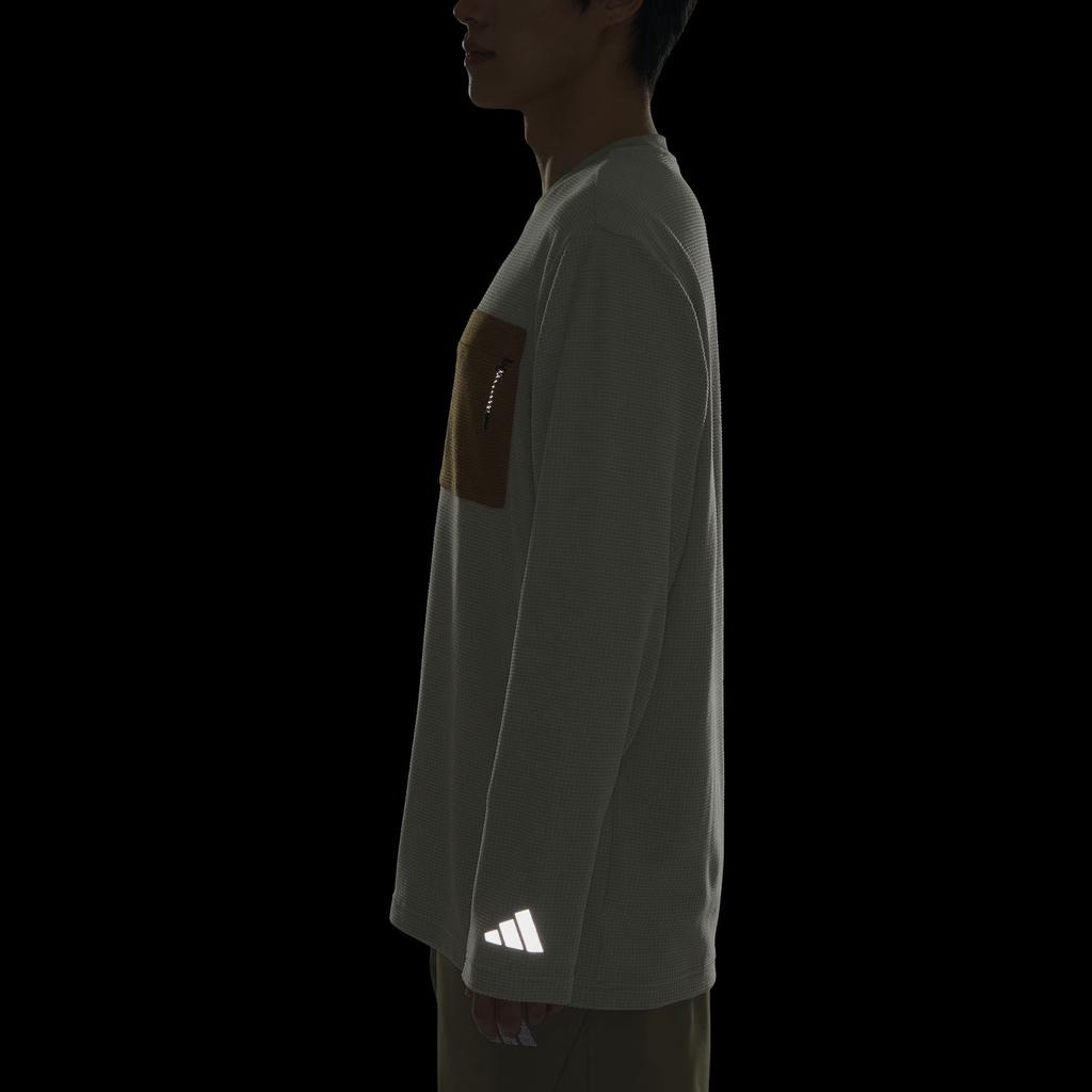 Adidas FW24 M Trans Tee Waffle Sports Casual Long Sleeve T-Shirt Men Tops Light-Sesame Earth-Grey JX1787