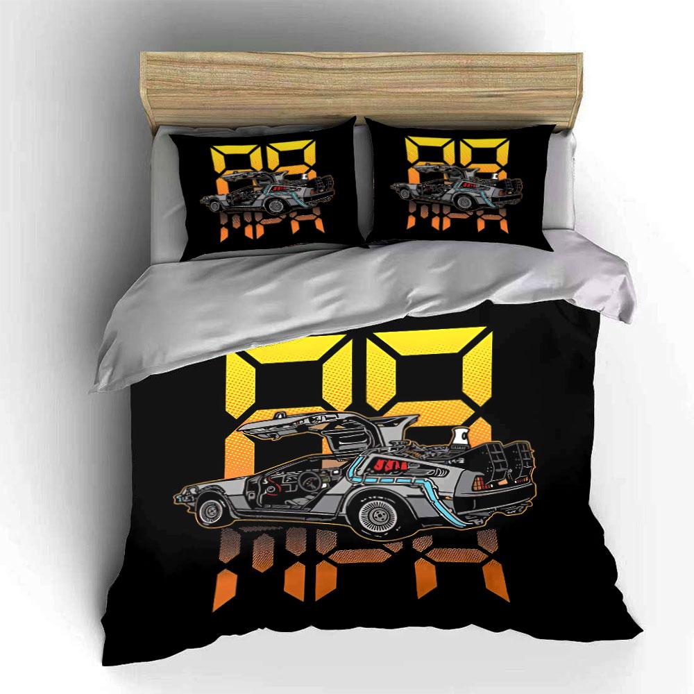 Back To the Future Car Design Bedding Duvet Cover Set Duvet Cover Pillowcases (1*Duvet Cover 2*Pillowcases, Without Duvet Insert)