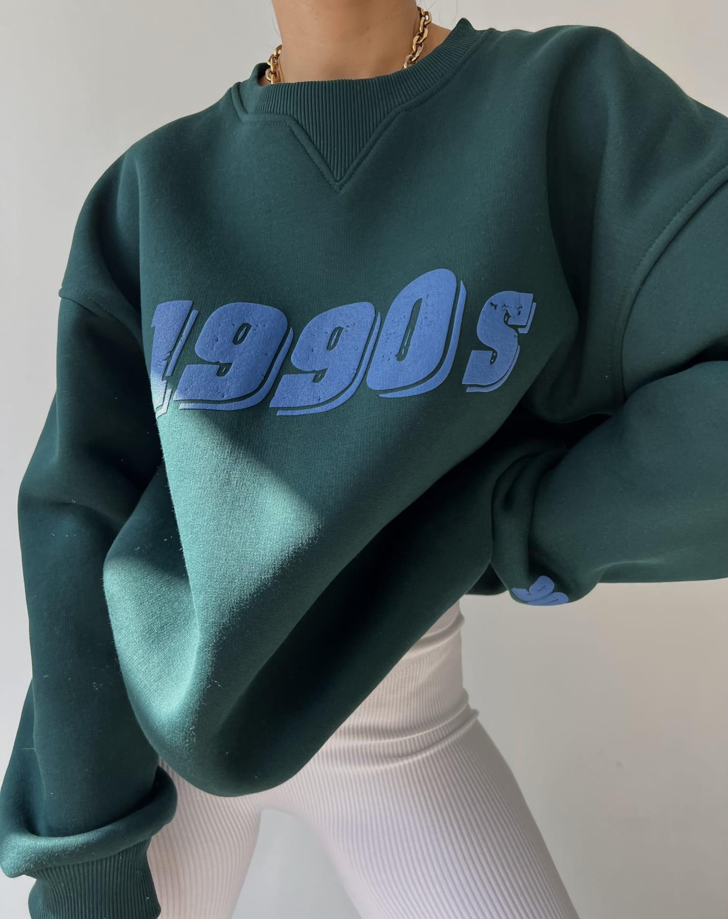 

MCLLCTN 1990s Nefti Oversize Unisex Sweatshirt M темно-зеленого