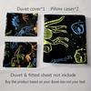 Neon dinosaur skeletons Bedding Duvet cover sets Duvet covers Pillowcases gifts (1 * Duvet Cover 2 * Pillowcases, without duvet insert)