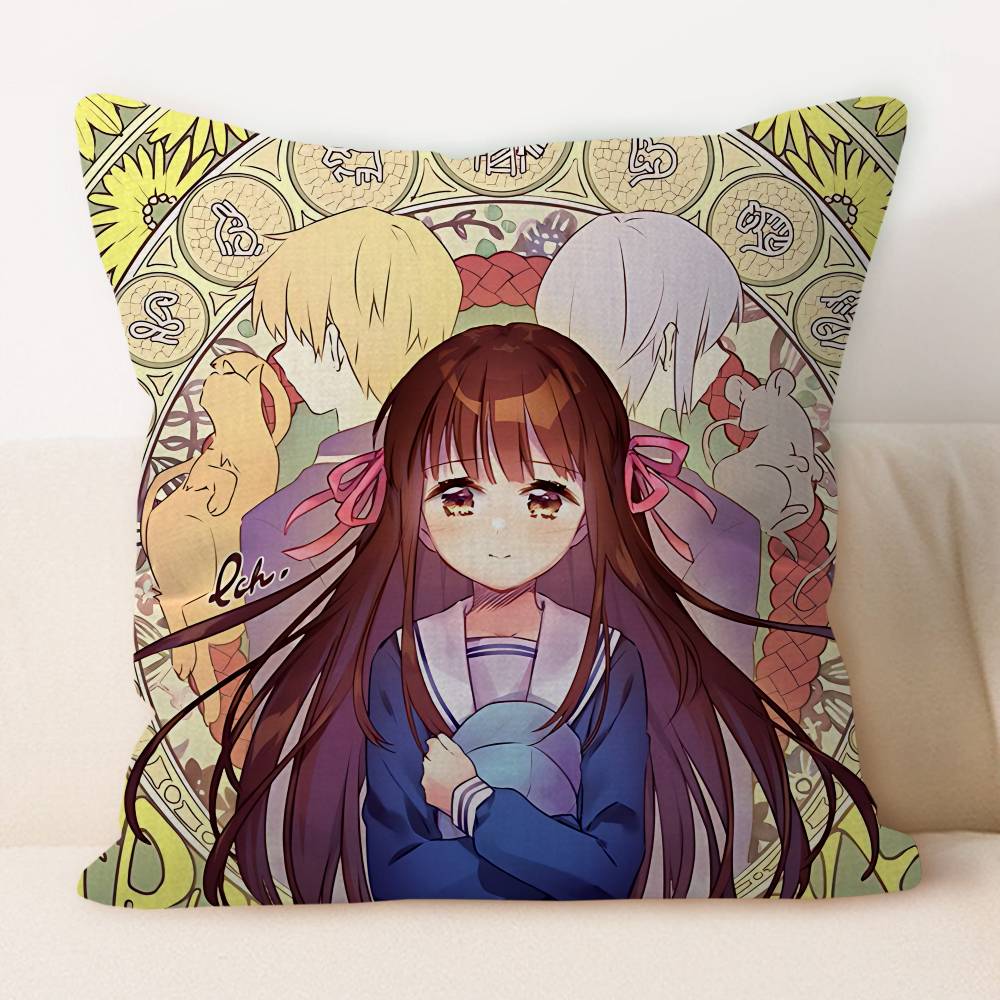 F-Fruits Basket Anime Pillowcase 45x45cm Cute Pillowcase Living Room Sofa Cushion Cover Bedroom Home Decoration Children's Gift