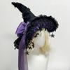 Lace Lolita Witch Hat Bow Ribbon Wizard Cap Cosplay Accessories Pointed Mage Hat  Role Play