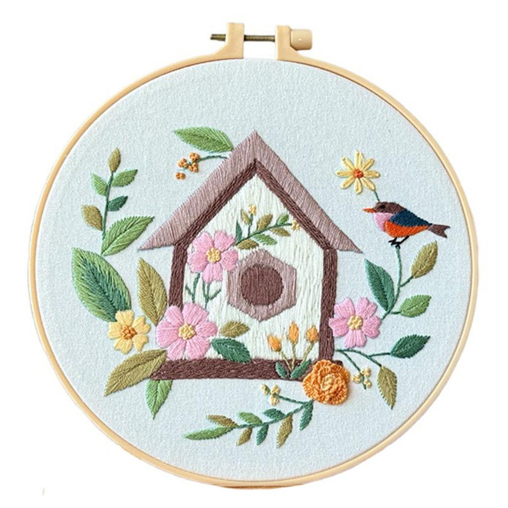 

Colorful Cross Stitch Set DIY Embroidery Set Sewing Supplies Bird Flower Embroidery Kit Beginner Style C