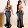 X3816 European Fashion Sexy Deep V Backless Rhinestone Long Nightclub Dress