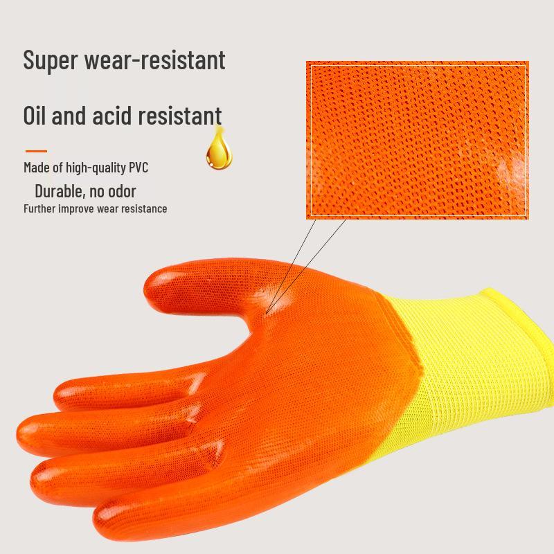 Niulangxing P318 Non-slip, Wear-resistant PVC & Rubber Work Gloves - Waterproof & Oil-proof for Construction