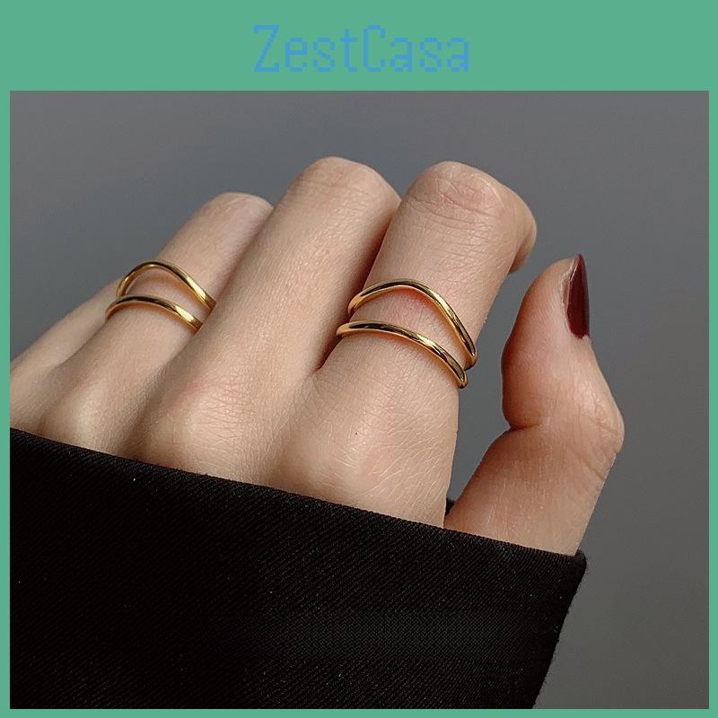 Minimalist S925 Gold Plated Curved Design Adjustable Ring Perfect For Gift Giving
