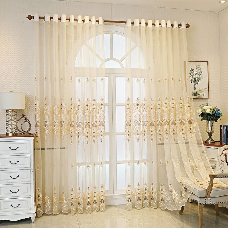 European Luxury Atmospheric Embroidery Window Curtain Living Room Balcony Bedroom Partition Sunshade Villa Curtain