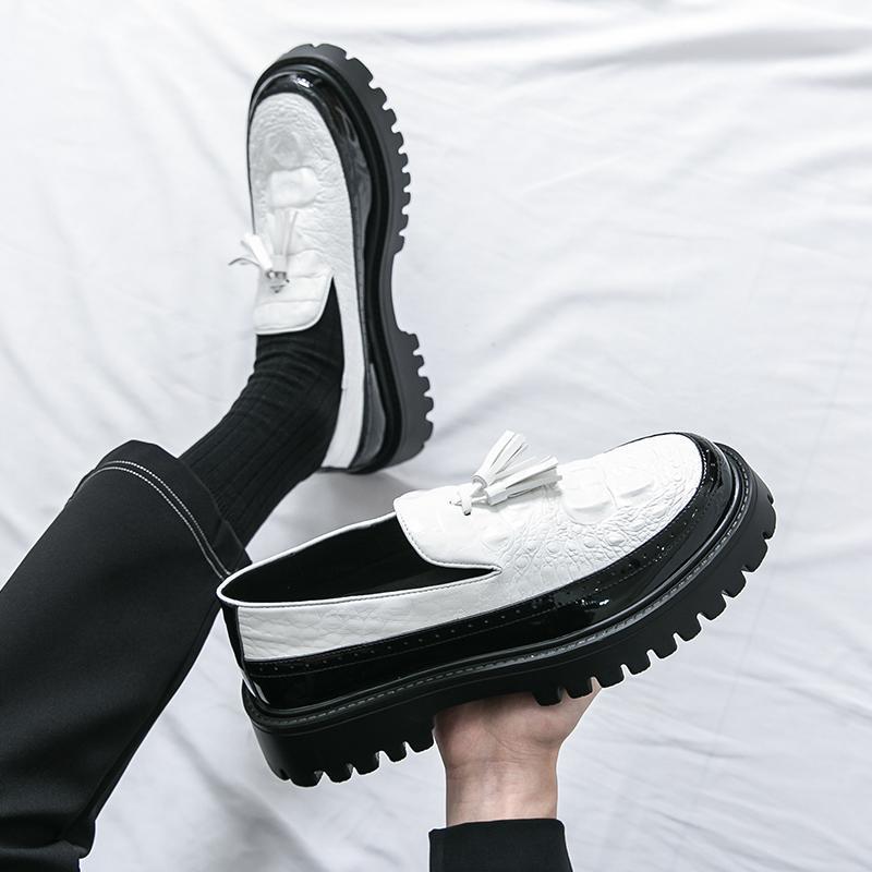 

Модели весна-осень 2025 года, подростковая модная обувь на одной педали, обувь на платформе, черная модная мужская повседневная кожаная обувь 40