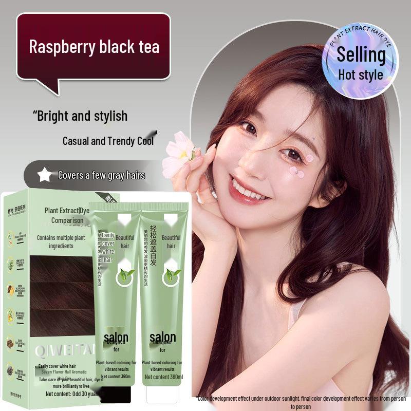 Qingsi Plant-Based Hair Dye Cream: Non-Damaging, Gray-Covering, Trendy Cool Brown Salon Color.