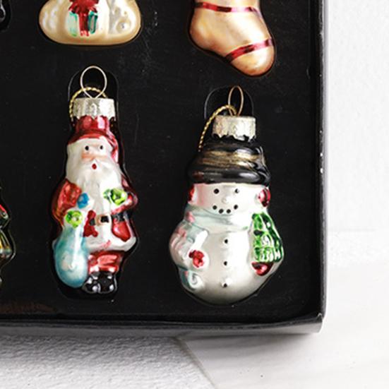 9 Pcs Christmas Ornaments Mini Resin Bear Tree Snowman Santa Xmas Tree Hanging Decoration for Winter Home Party Decor