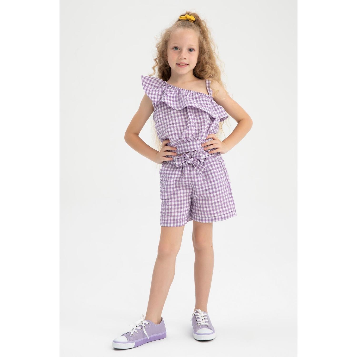 

Шорты для девочек с талией в мелкую клетку