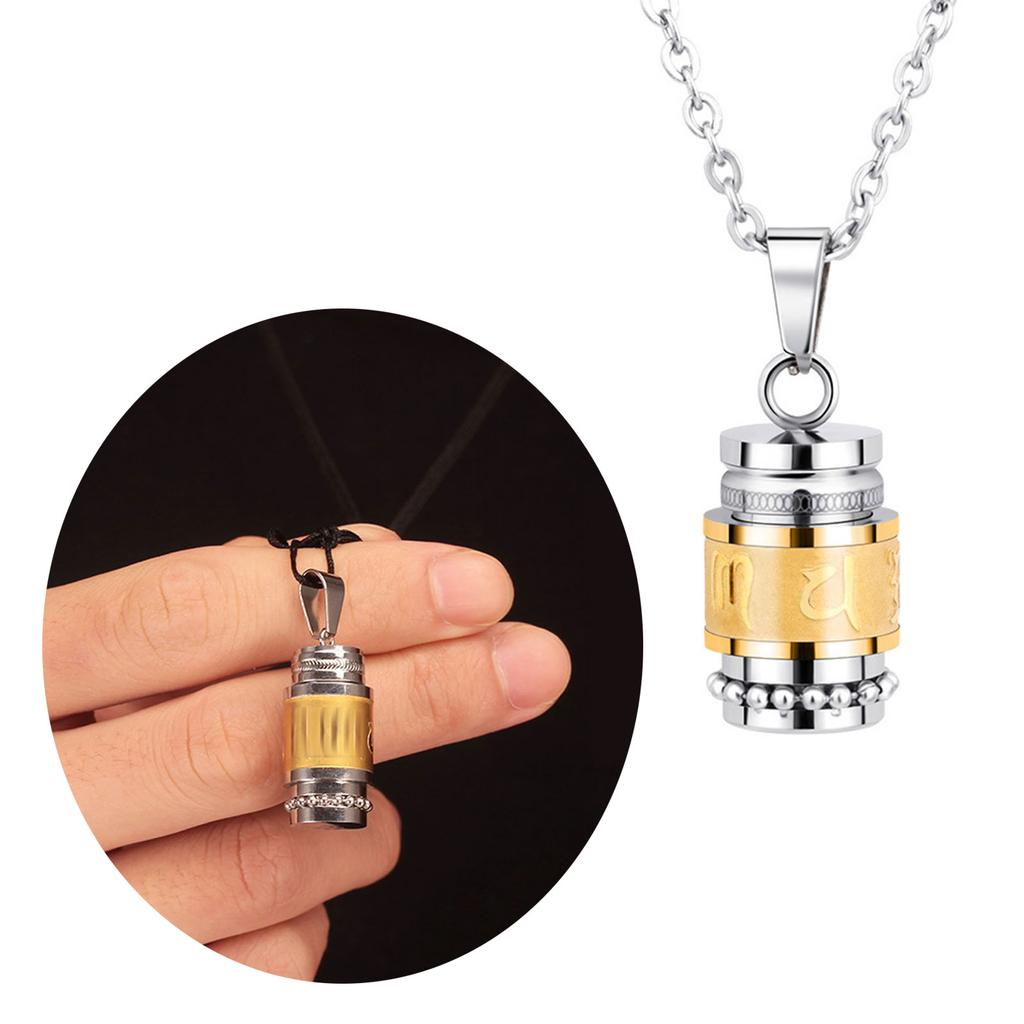 Elegante Sanskrit-Schrift Sechs-Wort-Mantra Anhänger Halskette Spirituelle Edelstahl-Halskette Accessoire für Männer und Frauen