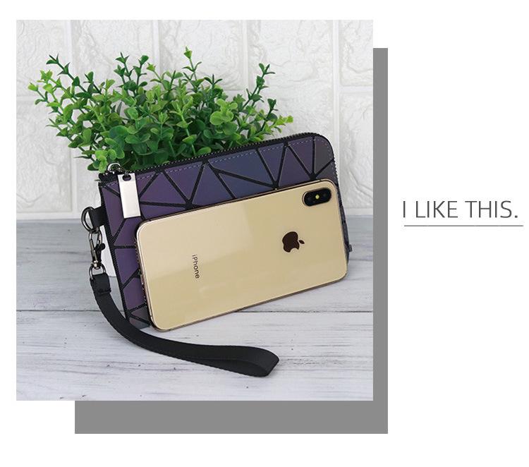 Pochette Geometrica Floreale Iridescente da Donna Luminosa - Tendenza, Cambia Colore, alla Moda con Zip