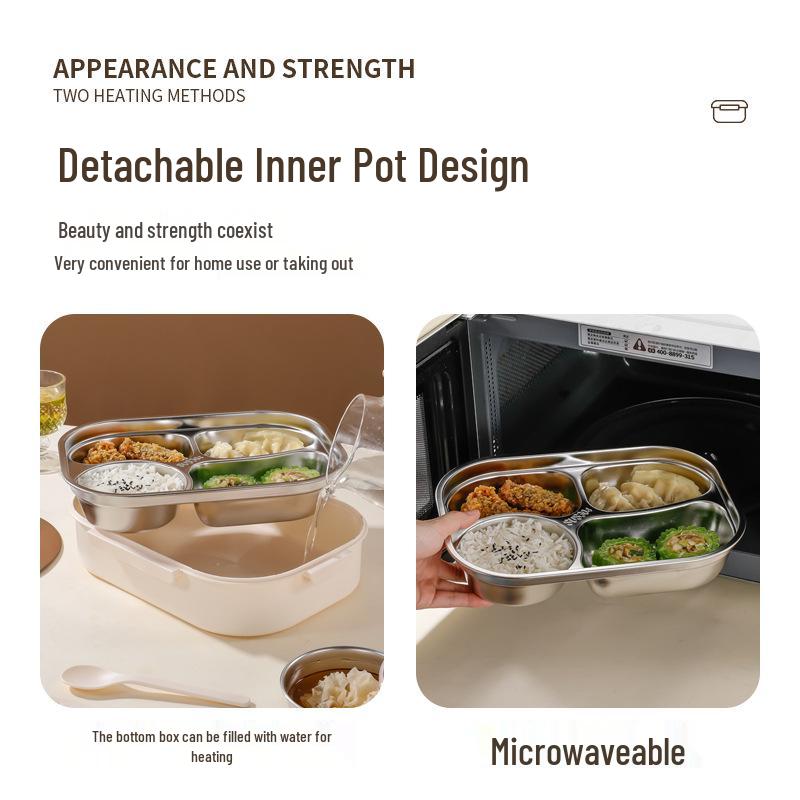 304 Stainless Steel Insulated Bento Box - Microwave Safe for Work, School & Kids