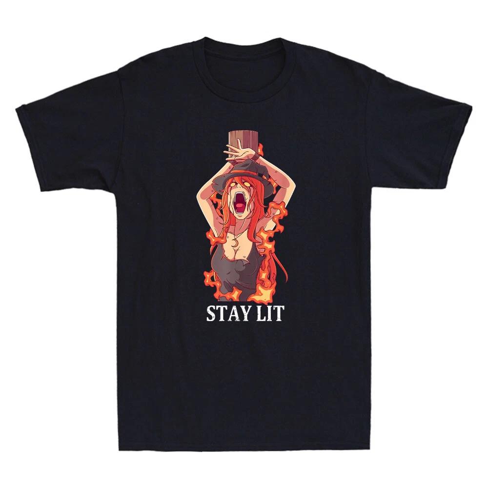 Occult Stay Lit Funny Devil Hell Unholy Antichr!st Witch Graphic Men s T-Shirt XXXL