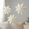 Vit Jul Snöflinga Ornament 3D Urskuren Handgjord Stjärna Papperslykta DIY Stjärna Hängande Ornament Nyårsdekor