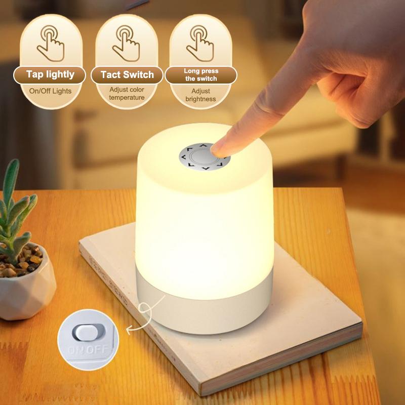 3 Farge Berøring Nattlampe USB-lading Nattlys Nattstemningslys Soverom Nattbordslampe Hjemmedekorasjon Barn Nattlampe