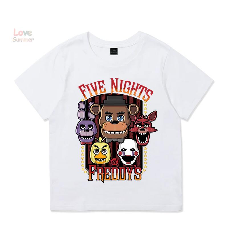 T-Shirt 4 To 14 Years FNAF At Freddys T Shirts for Children Humor T-Shirt Crewneck Tees Boys Girls Short Sleeve Tops