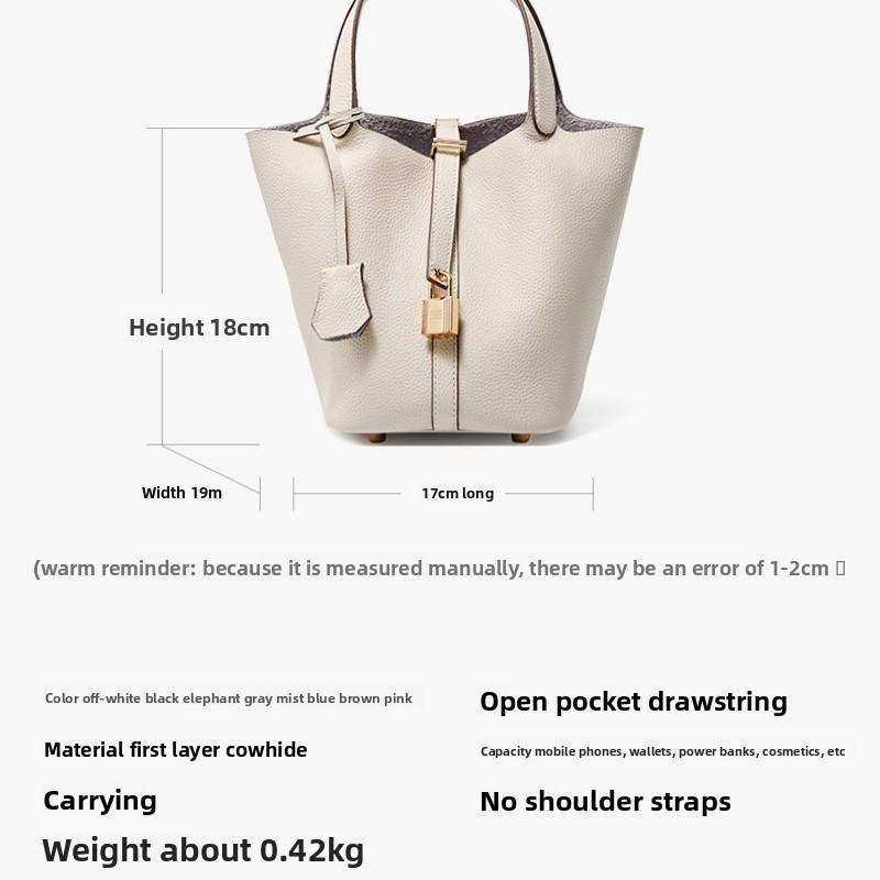 Bucket Bag Vegetable Basket Women's Bag Leather Handbag Mommy Bag Bridal Wedding Bag Premium Sense