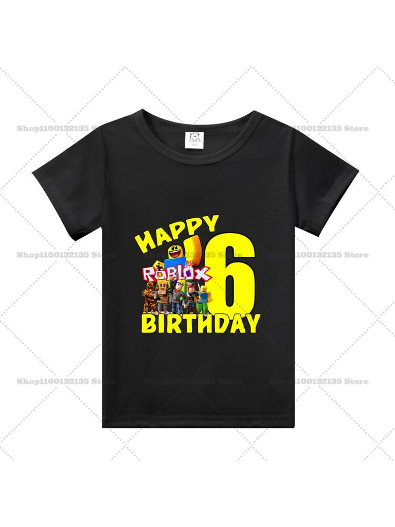 Summer Roblox Children Birthday Number T Shirt Girl Boy Clothes Baby Cotton Tee Shirts Party Short Sleeve Tops Toddler Gifts