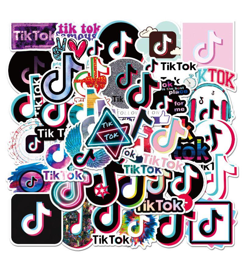 50pcs Waterproof Multi-color Tiktok Short Video App Logo Stickers For Creative Decor