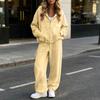 Damen Samt-Set, Lässiges Zweiteiler-Outfit mit Langarm-Oberteil und Hose