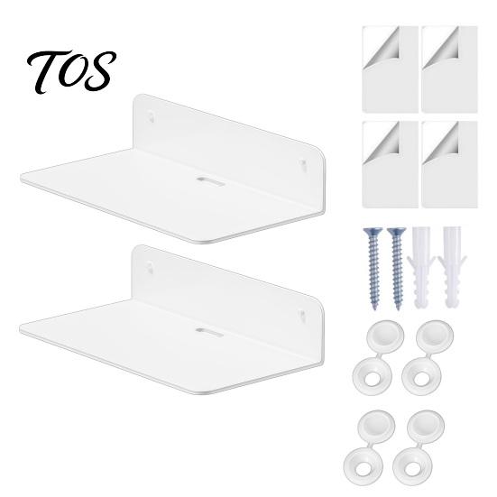 Wall Mounted Storage for Small Items 2PCS Hanging Floating Shelf, Adhesive-Backed/Hole Punching Installation Versatile Shelf Rental Design,
