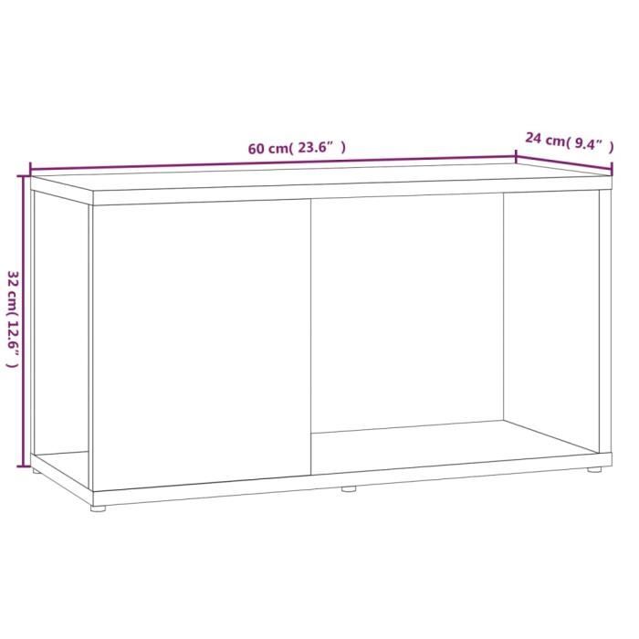 816029 vidaXL Meuble TV Chêne fumé 60x24x32 cm Bois d'ingénierie