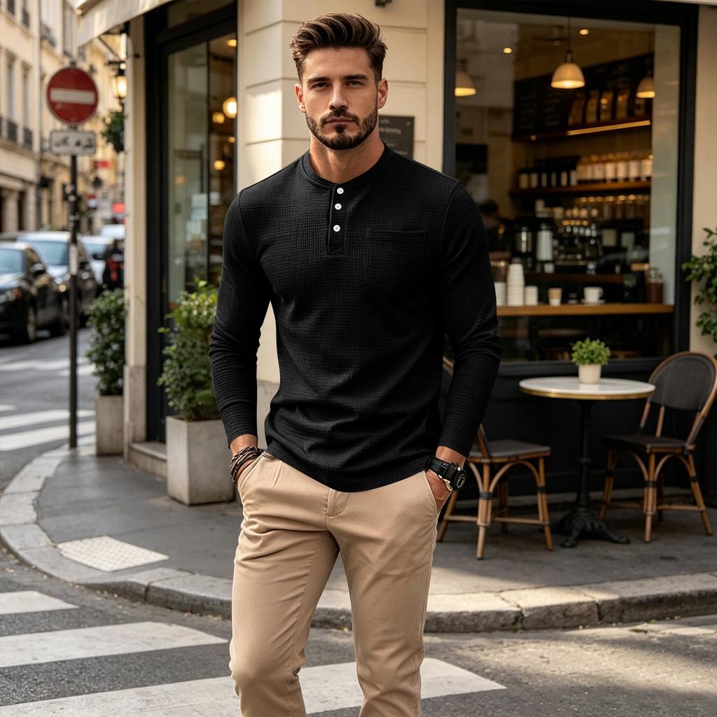 Men's Retro Casual Long Sleeve T-Shirt Loose Fit