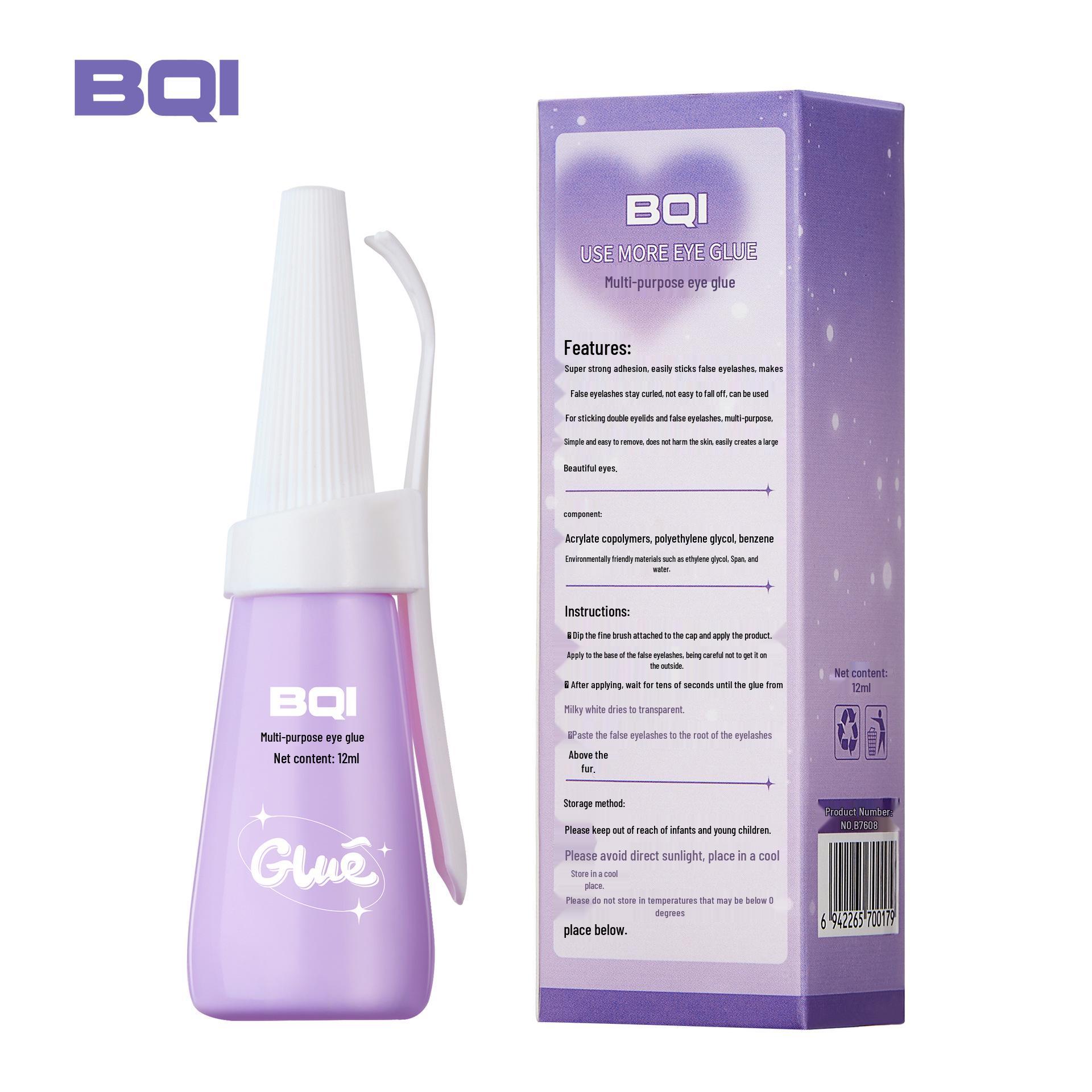 BQI Multi-Purpose Gentle Eye Glue: Non-Irritating, Quick-Drying, Invisible, Long-Lasting Eyelash Adhesive