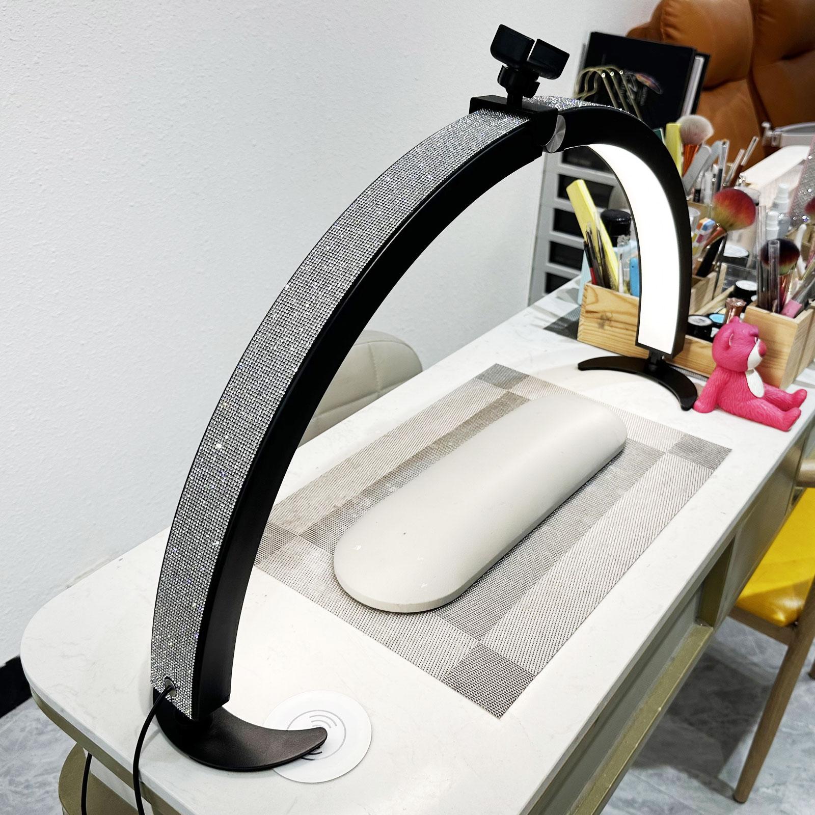 

Лампа для ногтей в форме полумесяца с дистанционным управлением, для ухода за кожей и красоты, заполняющий свет, регулируемая яркость, складная us чёрный