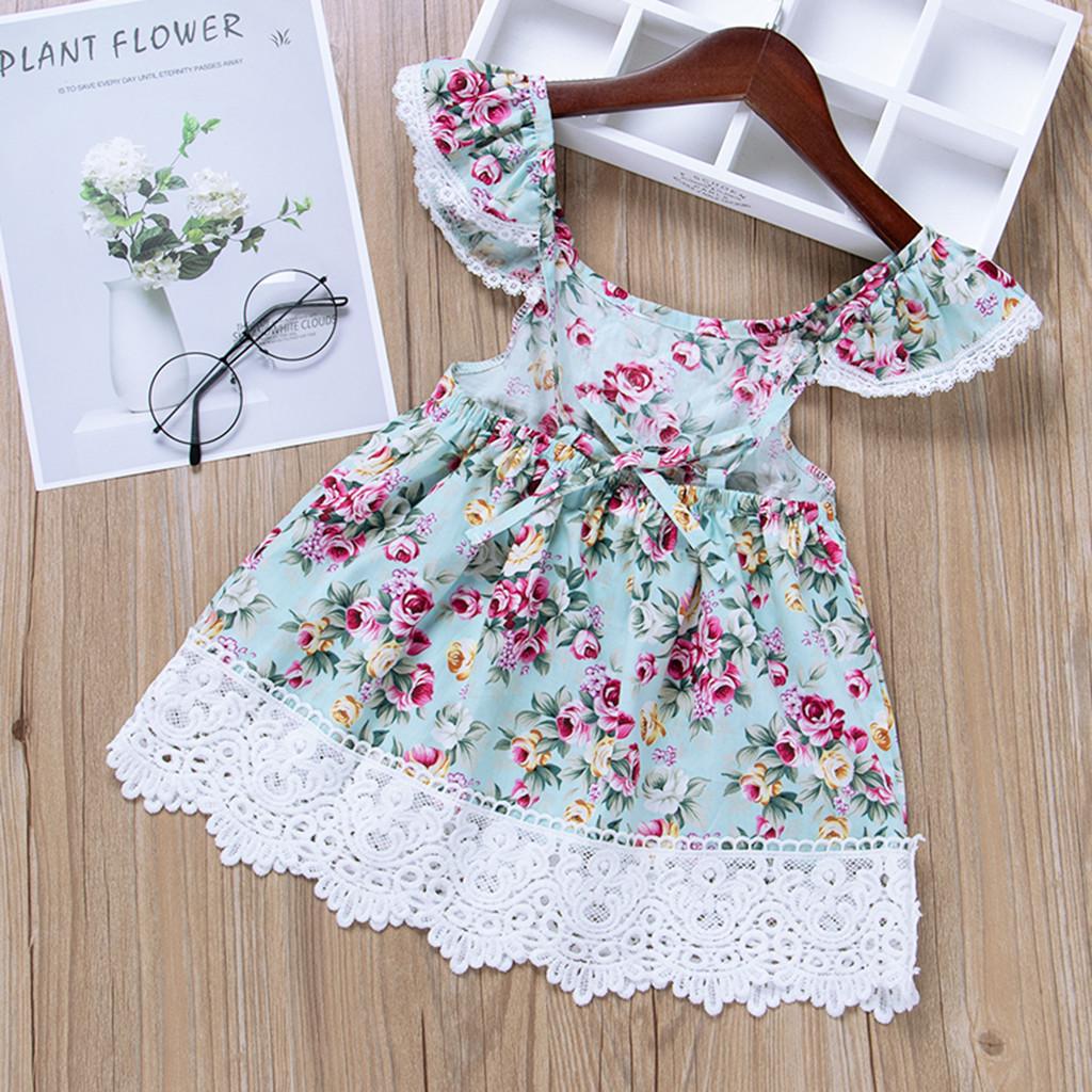 Summer Girls Fly Sleeve Floral Print Vestido de Princesa sin Espalda  comprar a buen precio — entrega gratuita, reseñas reales con fotos — Joom