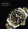 Men's Green Submariner Quartz Sport Watch, Steel Band, Date Feature, Luminous, Waterproof, Student, Rotating Bezel.
