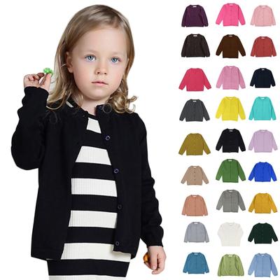 Cardigan de pelúcia para meninos e meninas, suéter de manga comprida com botões, roupa externa sólida para crianças