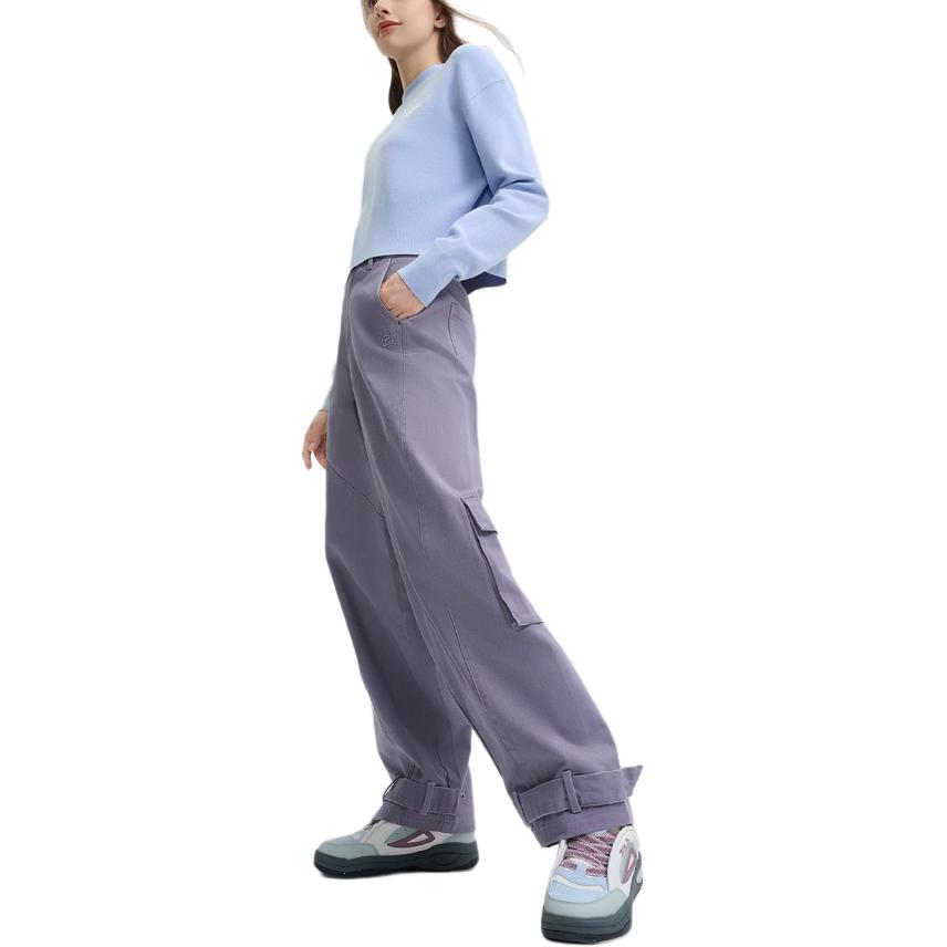 Fila Original Cotton Multi-Pocket Loose Solid Color Outdoor Cargo Pants Women Pants Moon-Gray F51W449801F-DY