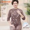 Yiershuang Women's Pure Cotton Mid-Collar Thermal Underwear Set for Mid-Aged & Elderly