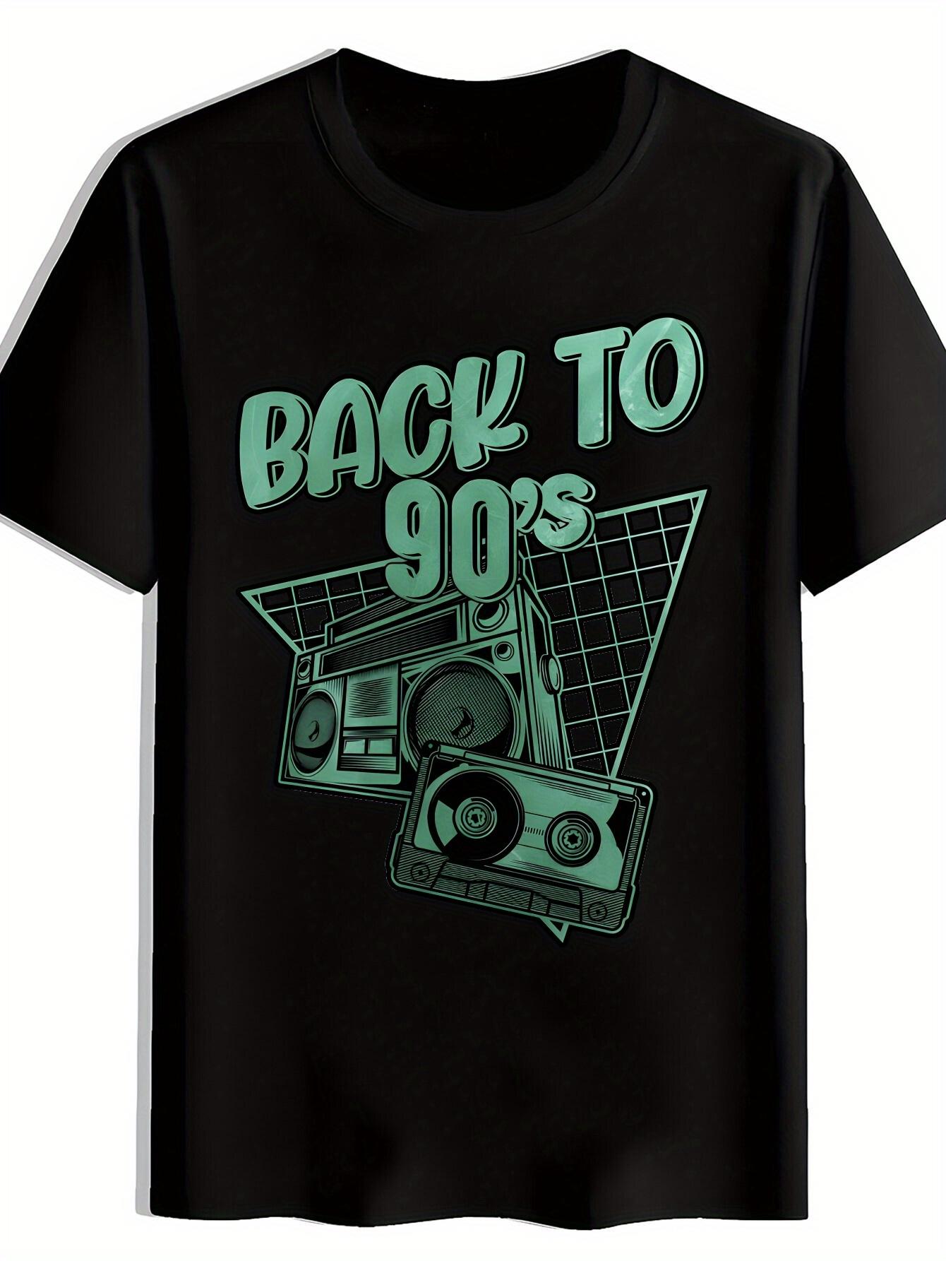 T-shirt Retro 80s 90s Cassette Graphic -  Back to the 90s  Fun Music-Themed Tee with Boombox &  246.38cm Design M