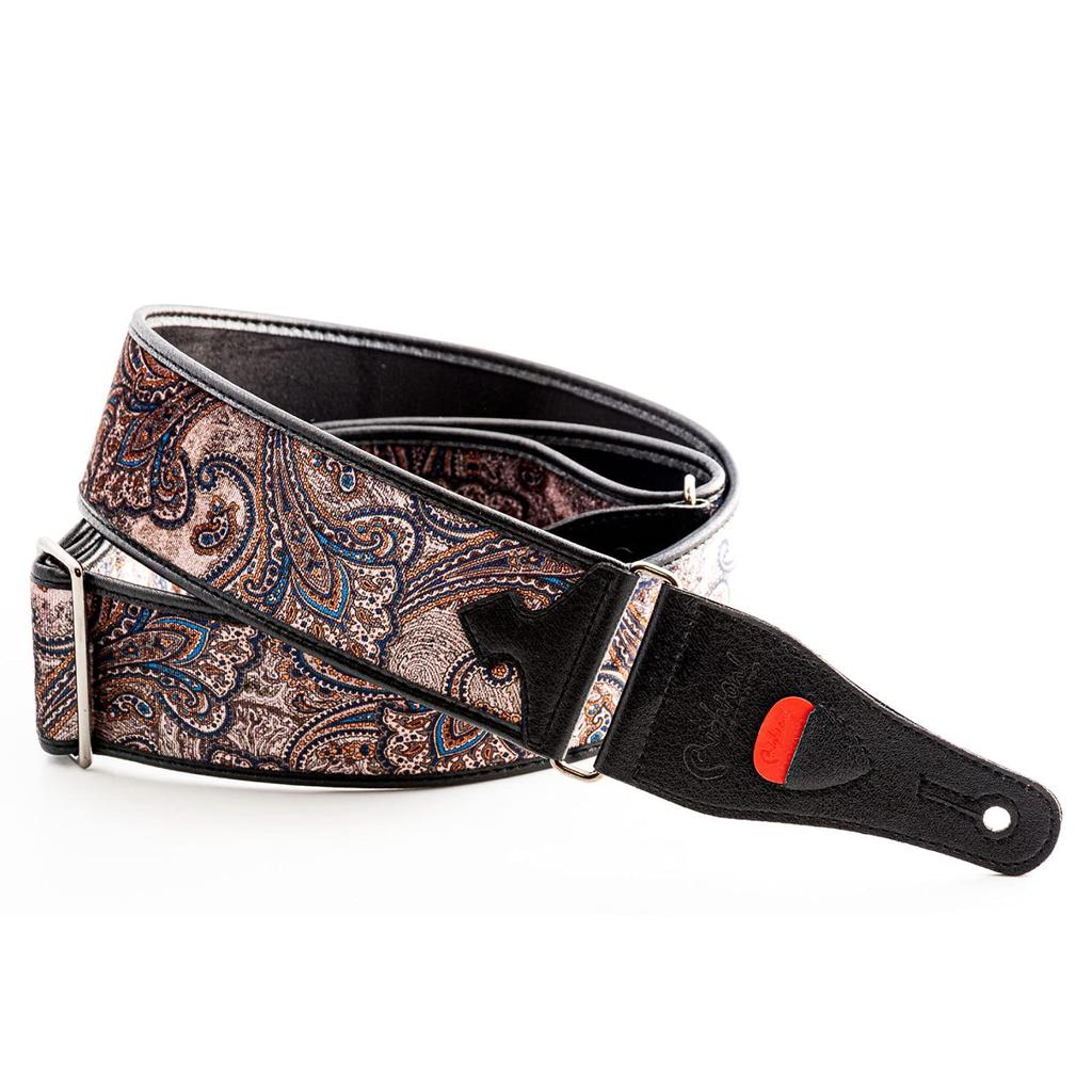 STRAPS Guitar 7cm PAISLEY Brown RightOn! Strap, Wide, 95-150cm Long, VELVET-60