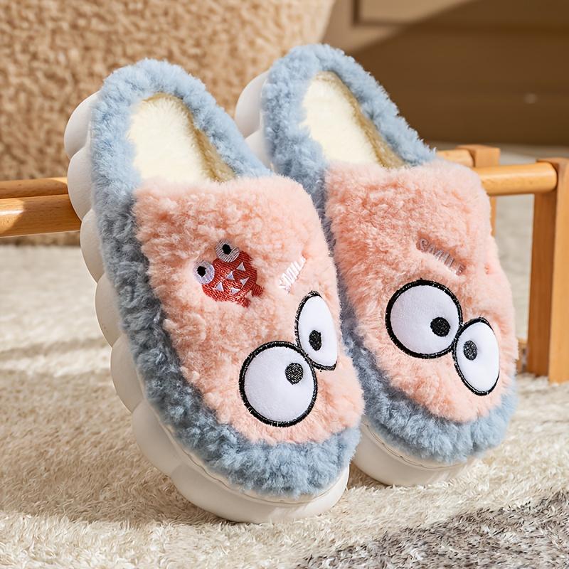 Cute Cartoon Little Winter Plush Slippers with Plush Lining, Autumn/Winter Couple's Slippers, Comfortable and Warm, Indoor Casual Slippers