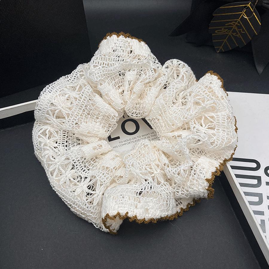 High-End Beige Lace Crochet Hair Tie - Korean Style Fashion 2026
