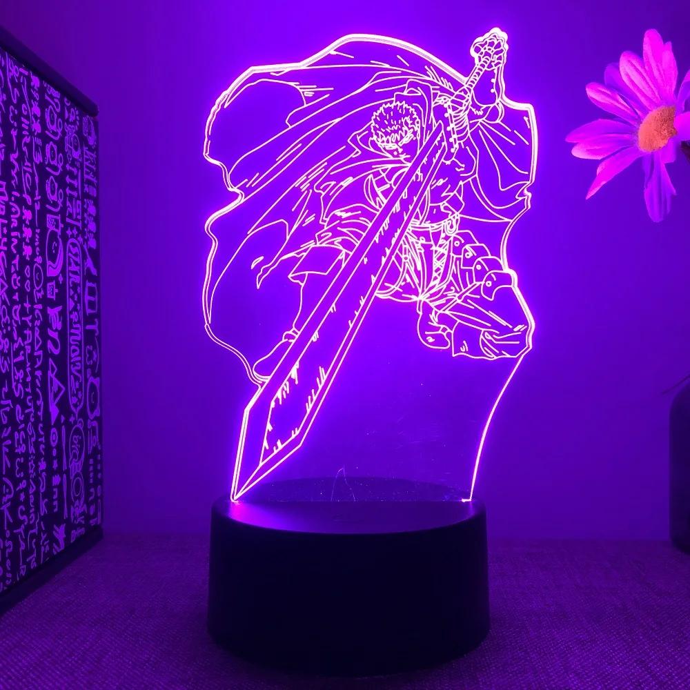 Anime Led Light Berserk Guts Figure For Bedroom Decorative Night Light Birthday Gift Kids Room 3D Table Lamp Manga Berserk